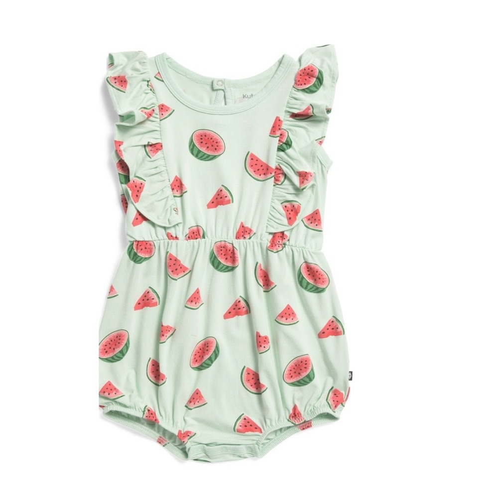 NEW Kyte BABY Mint green and Pink Watermelon Ruffle Romper